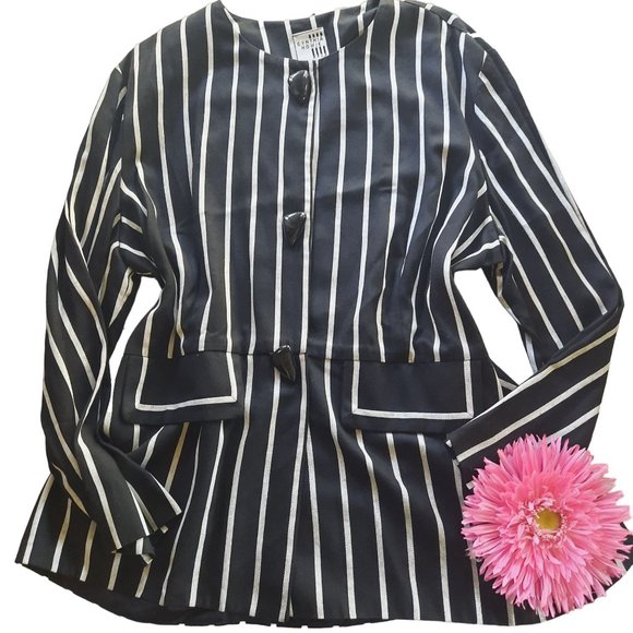 Vintage Cynthia Howie Striped Retro Blazer Jacket - Picture 1 of 12